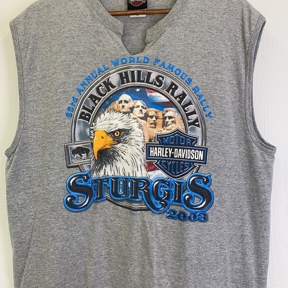 Harley Davidson - Vintage 2003 Gray Black Hills Rally South Dakota Tank Size XL - Picture 3 of 9